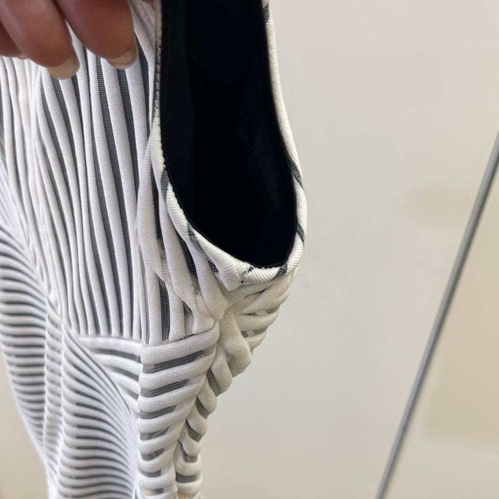 bebe Black White Striped Bodycon Midi Dress | Illusion Panel | Small - Picture 8 of 15